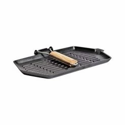 Budget 🔔 Camping Cookware Campfire Cast Iron Rectangle Griddle Frypan 😀